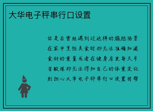 大华电子秤串行口设置